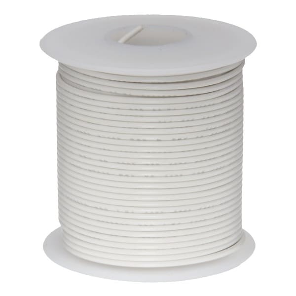 26 AWG Gauge UL1061 Stranded Hook Up Wire, 300V, 0039 Diameter, White, 25 ft Length