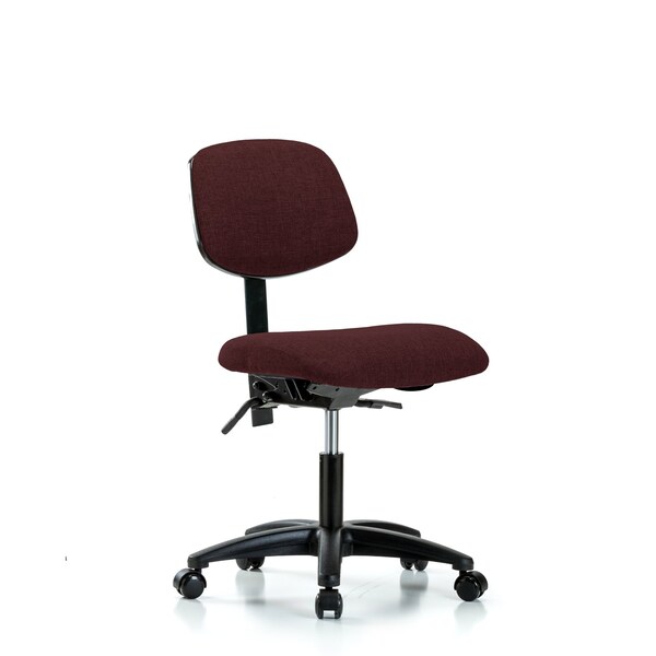 Desk Chair Desk Chair, Fabric, Casters, Bur, No Arms, 19" to 24" Height, Fabric, Burgundy