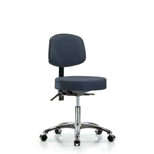Desk Stool, Vin, Bk Chrome, Tilt, Cast, Nav