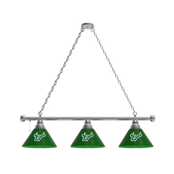 South Florida 3 Shade Billiard Light, Chrome Fixture