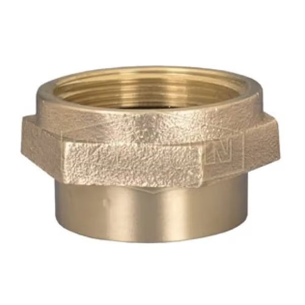 Double Hex Female Nipple, 2-1/2 in, Brass, FNPT x Female NST NH, Domestic