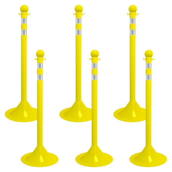 Yellow Reflective Light Duty Stanchion (6-Pack)