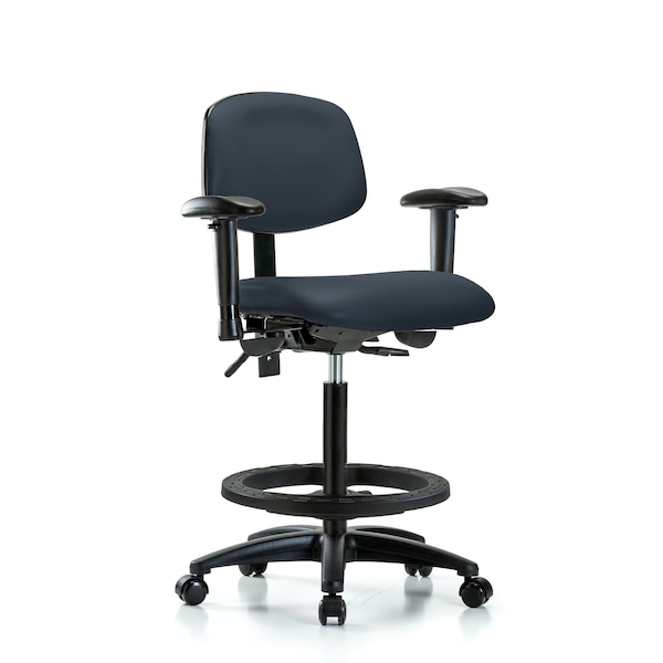 Chair, Poly, Med Bench, Casters, 6-Way Adjustable, 26" to 35" Height, Imperial Blue