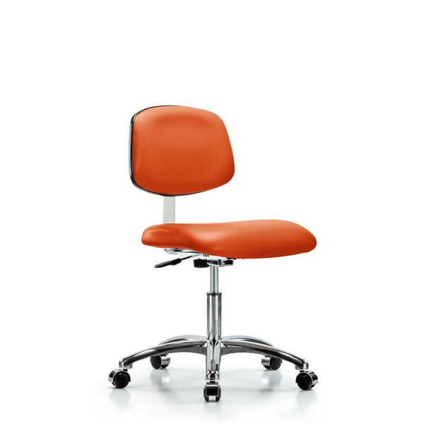 Clean Room Chair Desk Chair, Vinyl, Chrm, Casters, Org, CL10, 18" to 23" Height, Vinyl, Orange Kist
