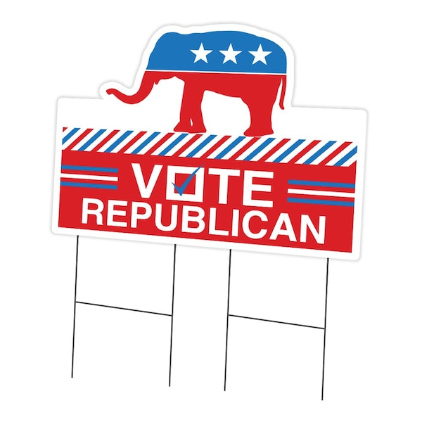 Vote Republican Die Cut Yard & Stake outdoor plastic coroplast window, C-DC-2436-DS-Vote Republican