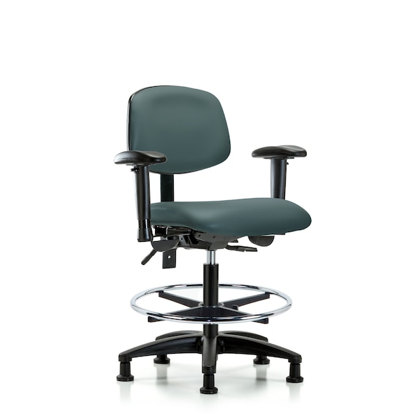 Chair, Vinyl, Med Bench, AA CF Glides, Blu, 6-Way Adjustable, 22" to 29" Height, Colonial Blue