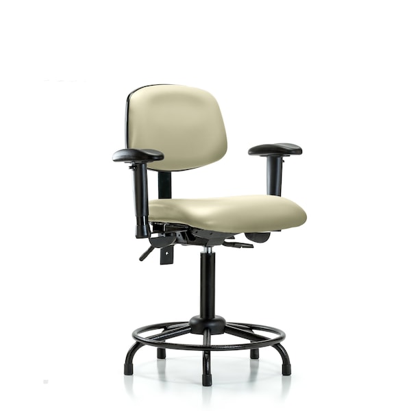 Medium Bench Chair Vinyl Chair, RT Tilt AA, Gld, Wht, Adjustable Arms, 22" to 29" Height, Vinyl