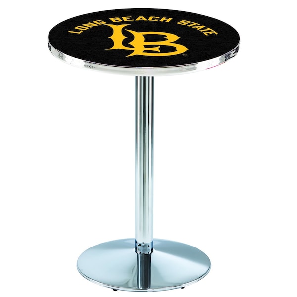 42" Chrome Long Beach State University Pub Table, 36" dia. Top