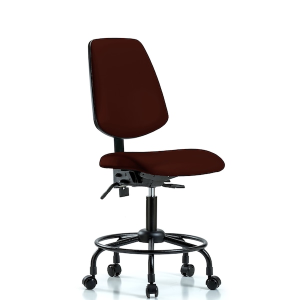 Desk Chair No Arms, 21" to 26" Height, Vinyl, Burgundy