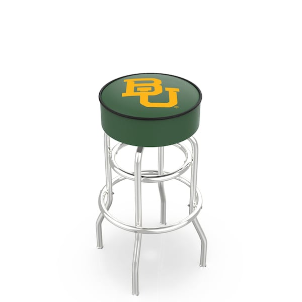 25" 4" Baylor Cushion Seat, Double-Ring Chrome Swivel Bar Stool