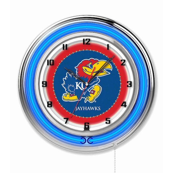 University of Kansas Double Neon 19" Clock
