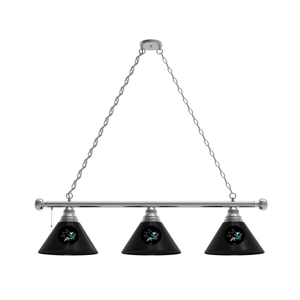 San Jose Sharks 3 Shade Billiard Light, Chrome Fixture