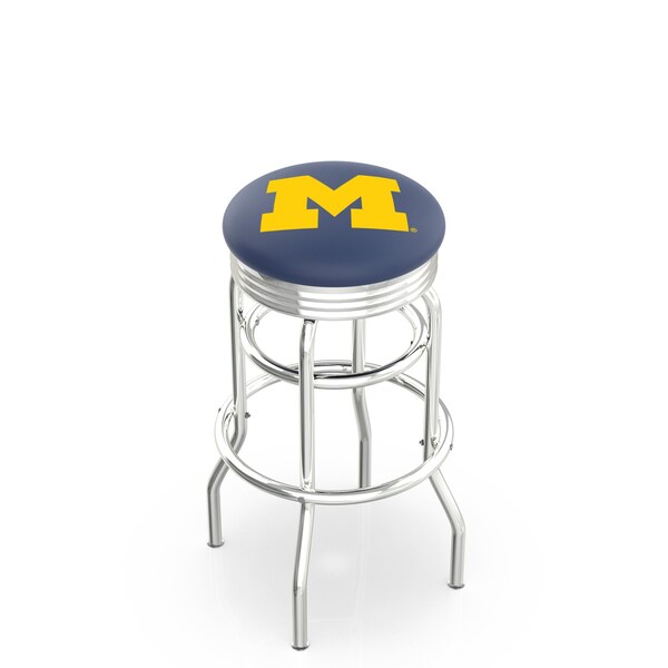 25" Chrome 2-Ring Michigan Swivel Bar Stool, Accent Ring