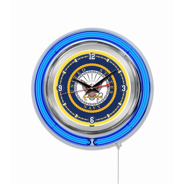 United States Navy Double Neon 15" Clock