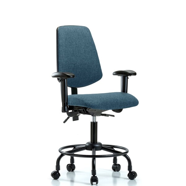 Desk Chair Fab Desk Chair, Med, Bk, RT, AA, Cast, Blu, Adjustable Arms, 21" to 26" Height, Fabric, Blue
