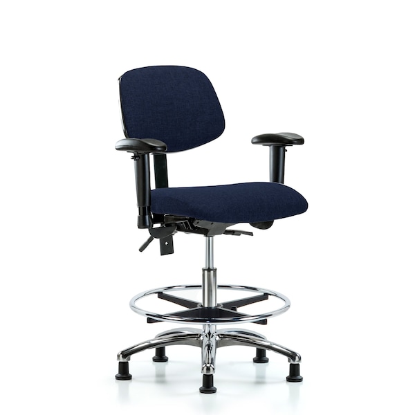Medium Bench Chair Chair, Fab, Med Ben, Chr Tilt AA CF Gld Nav, Adjustable Arms, 22" to 29" Height