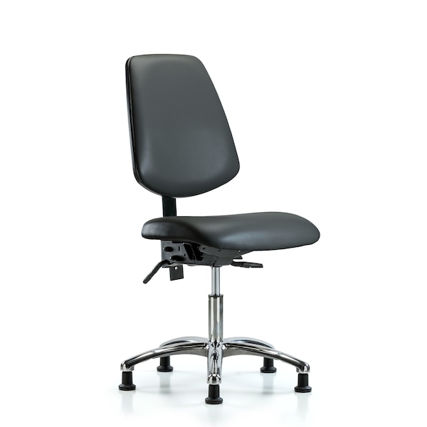 Vinyl Chair Chrome, Desk, Med Back, Glides, Carbon