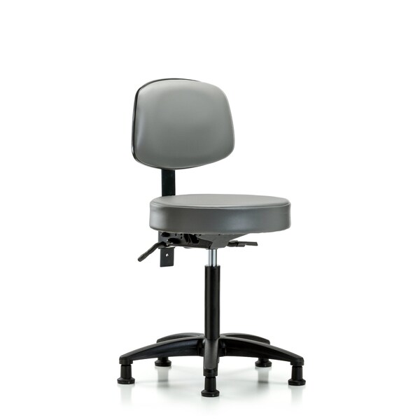 Vinyl Stool, Back, Med Bench, Glides, Sterling
