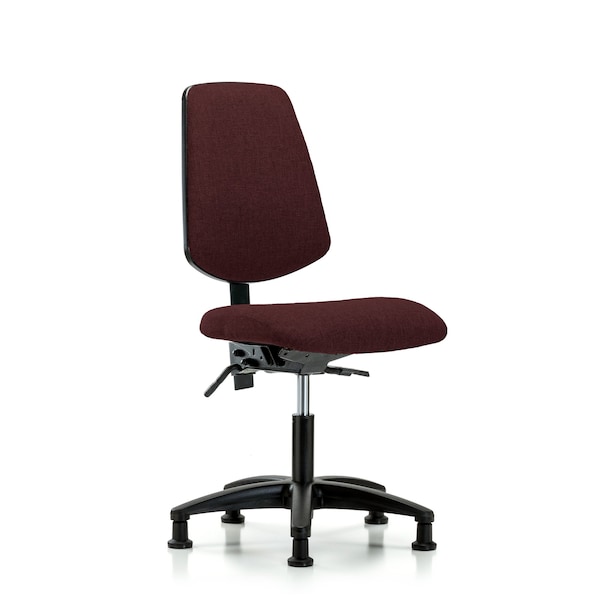 Desk Chair Fabric Desk Chair, Med, Bk, Glides, Bur, No Arms, 19" to 24" Height, Fabric, Burgundy