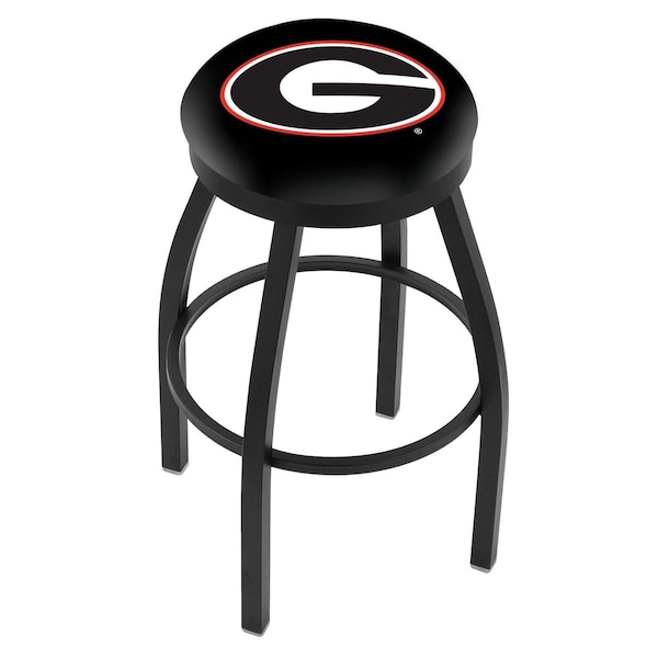 25" Blk Wrinkle Georgia "G" Swivel Bar Stool, Accent Ring