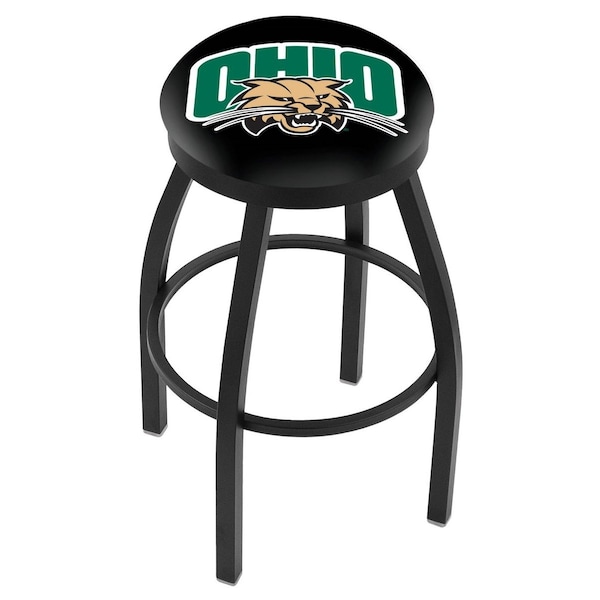 25" Blk Wrinkle Ohio University Swivel Bar Stool, Accent Ring