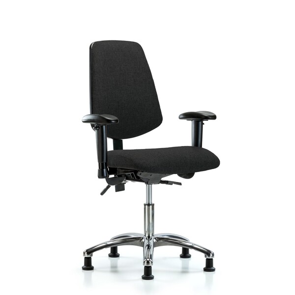 Desk Chair Fab Desk Chair, Med, Bk, Chrm, AA, Glds, Blk, Adjustable Arms, 19" to 24" Height, Fabric