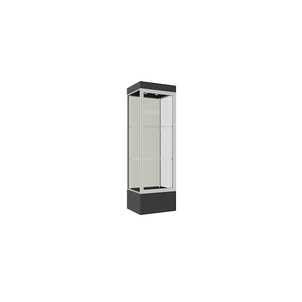 Lighted Floor Display Case 24x76x20, 12" Base, Satin