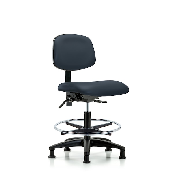 Chair, Vinyl, Med Bench, CF Glides, Nav, No Arms, 22" to 29" Height, Imperial Blue