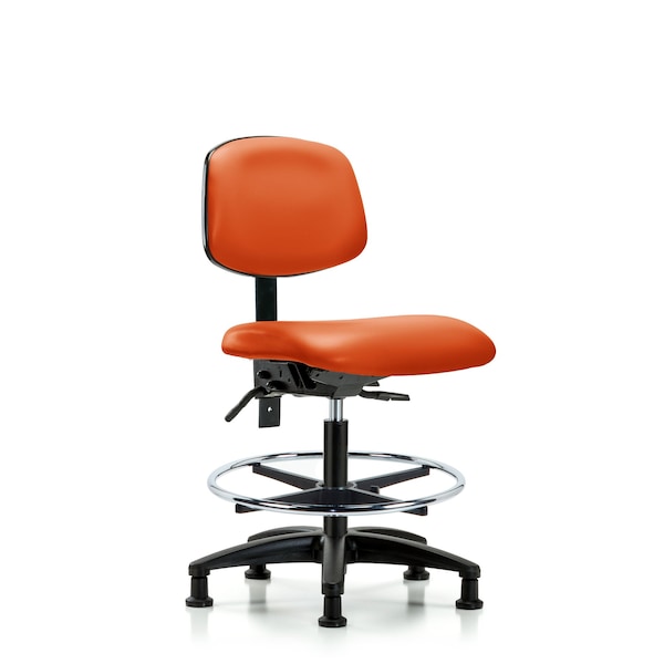 Medium Bench Chair Chair, Vin, Med Ben, Tilt CF Glides, Orange, No Arms, 22" to 29" Height, Vinyl
