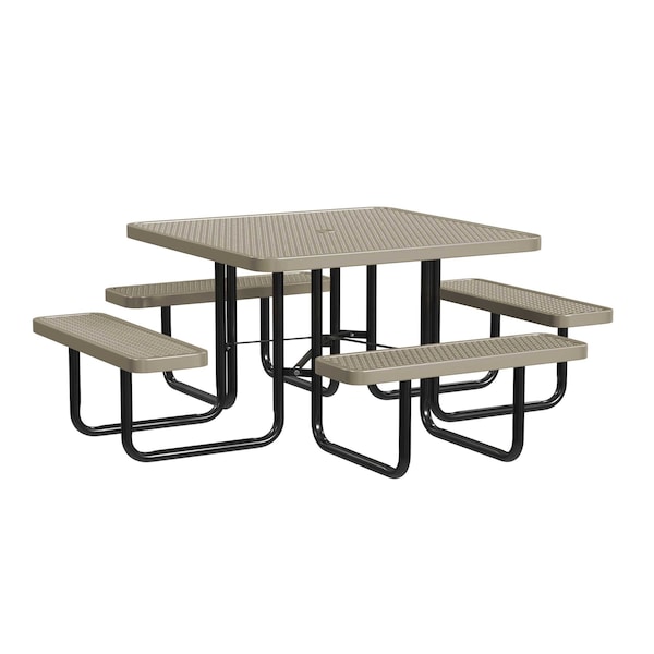 Square Picnic Table, Beige, Surface Mount, 46 in