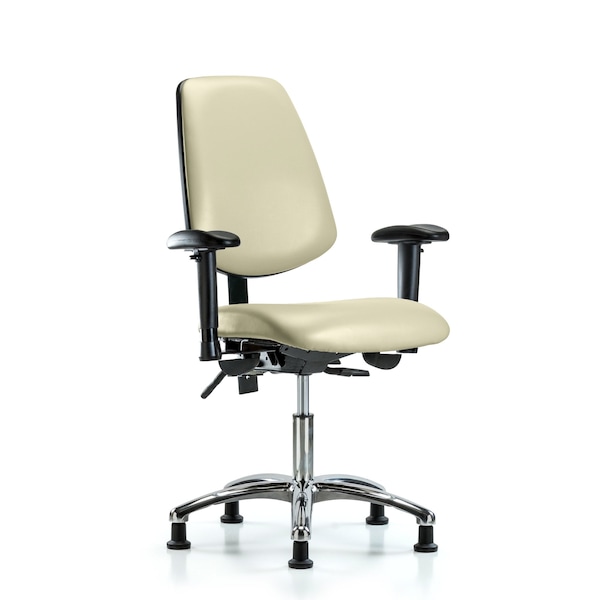 Desk Chair Desk Chair, Vinyl, Med, Bk, Chrm, AA, Glds, Wht, Adjustable Arms, 18" to 23" Height, Vinyl