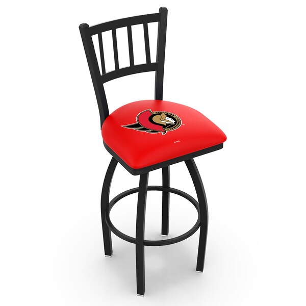 25" Blk Wrinkle Ottawa Senators Swivel Bar Stool, Jailhouse Back
