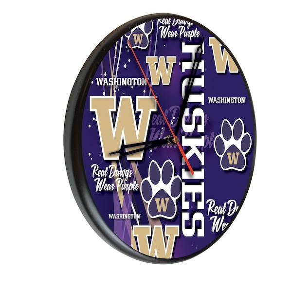 University of Washington 13" Solid Wood Clock