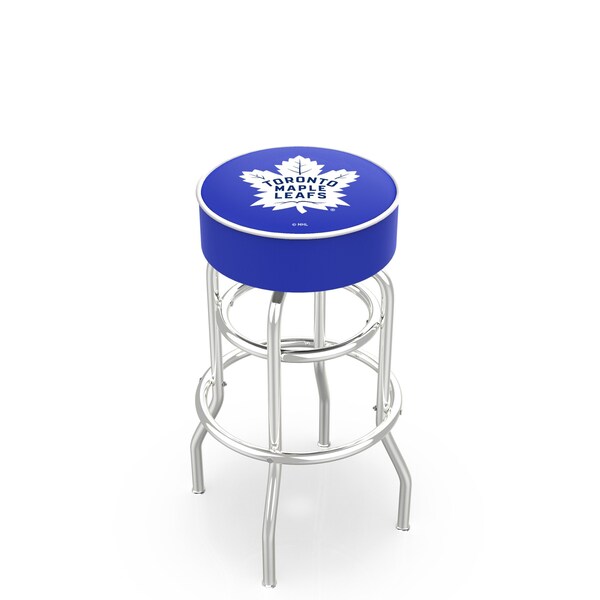 25" Toronto Maple Leafs Cushion Seat, 2-Ring Chrome Swivel Bar Stool
