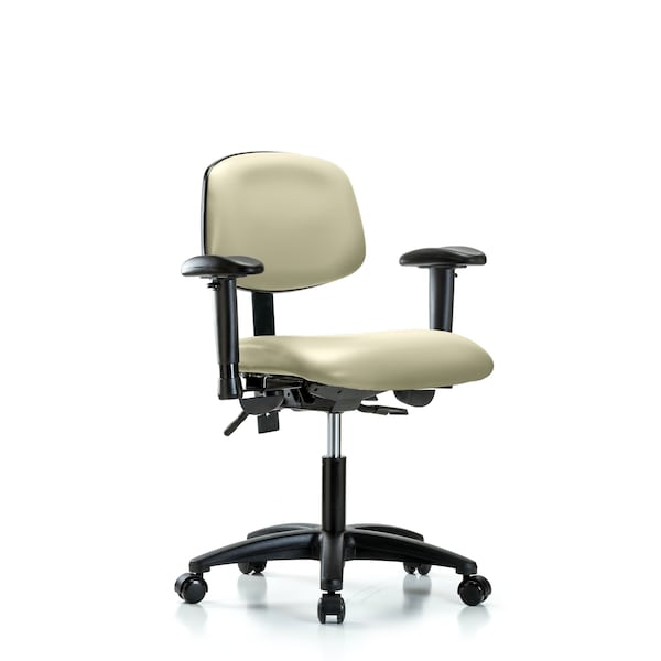 Desk Chair Desk Chair, Vinyl, Tilt AA Casters, Wht, Adjustable Arms, 18" to 23" Height, Vinyl