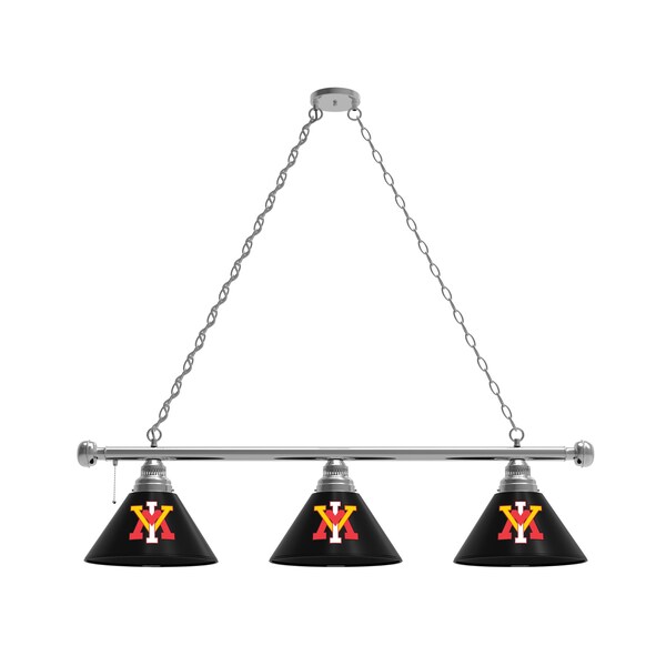 Virginia Military Institute 3 Shade Billiard Light, Chrome Fixture