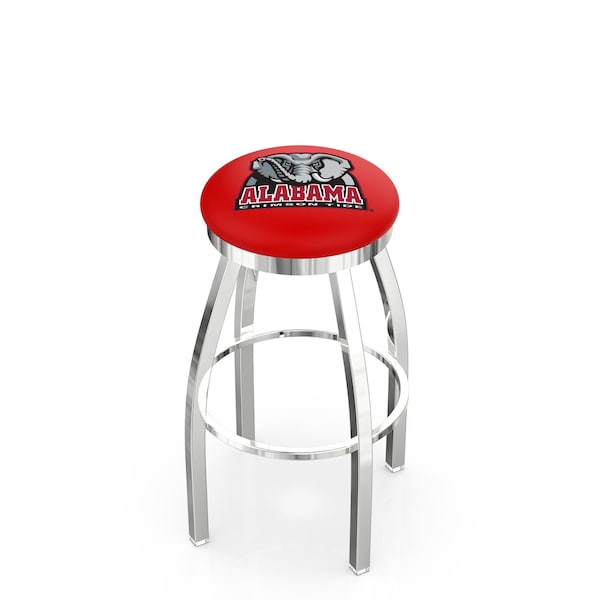 25" Chrome Alabama Swivel Bar Stool, Accent Ring