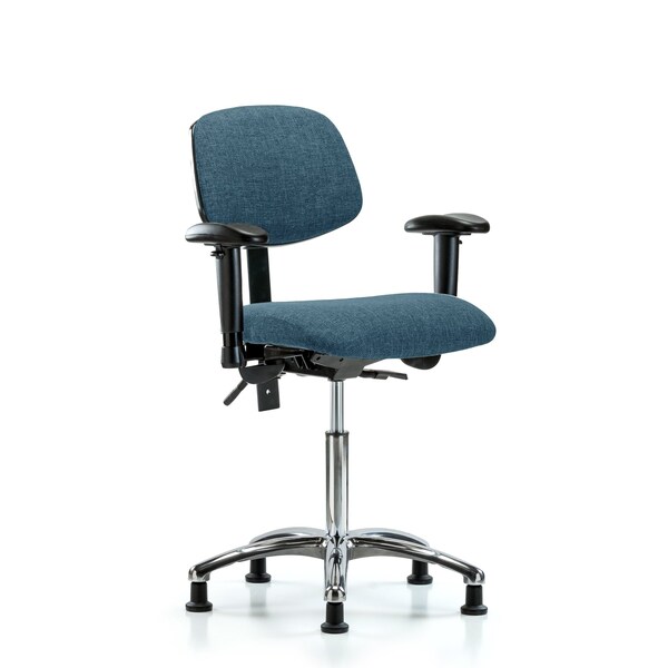 Medium Bench Chair Chair, Fab, Med Ben, Chr Tilt AA Glides, Blu, Adjustable Arms, 22" to 29" Height