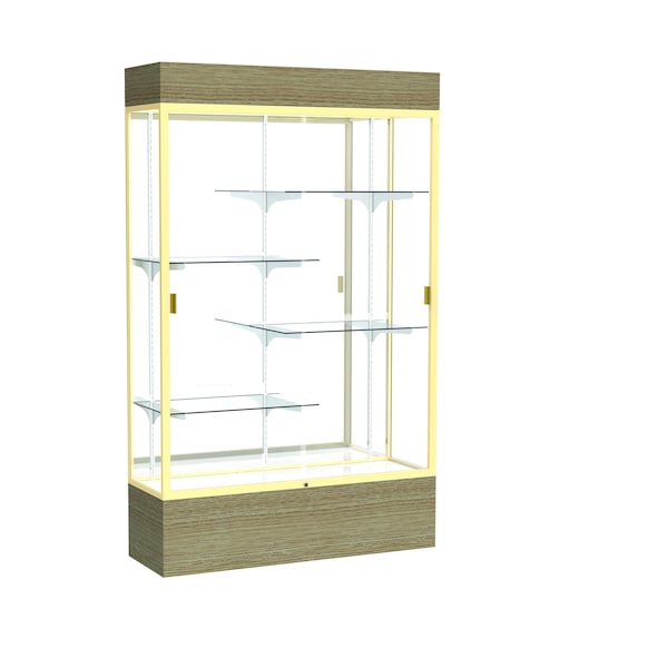 Reliant Lighted Floor Case, Mirror, Champagne, 48"Wx80"Hx16"D