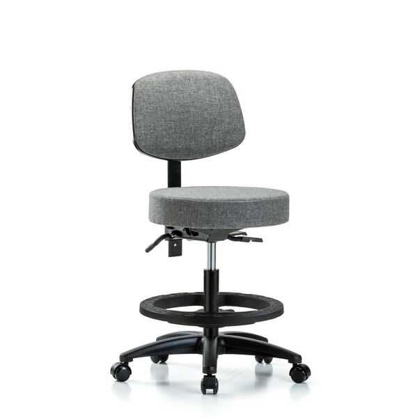 Bech Stool, Med, Fab, Bk, Tilt, BF, Cast, Gry