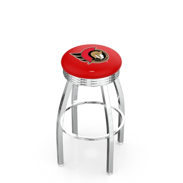 25" Chrome Ottawa Senators Swivel Bar Stool, Accent Ring
