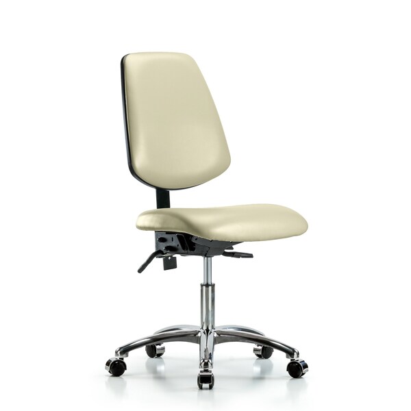 Desk Chair Desk Chair, Vinyl, Med, Bk, Cast, Wht, No Arms, 18" to 23" Height, Vinyl, Adobe White
