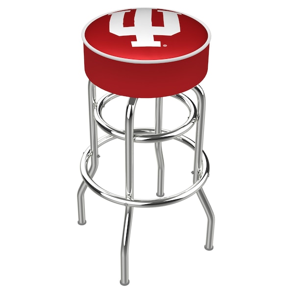 25" 4" Indiana Cushion Seat, Double-Ring Chrome Swivel Bar Stool
