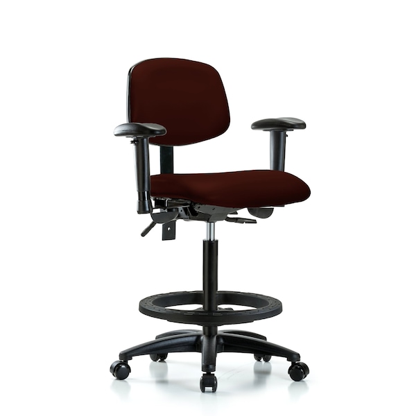 Chair, Poly, Med Bench, AA CF Glides, 6-Way Adjustable, 26" to 35" Height, Burgundy