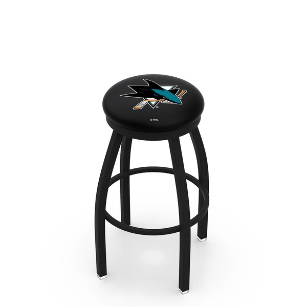25" Blk Wrinkle San Jose Sharks Swivel Bar Stool, Accent Ring